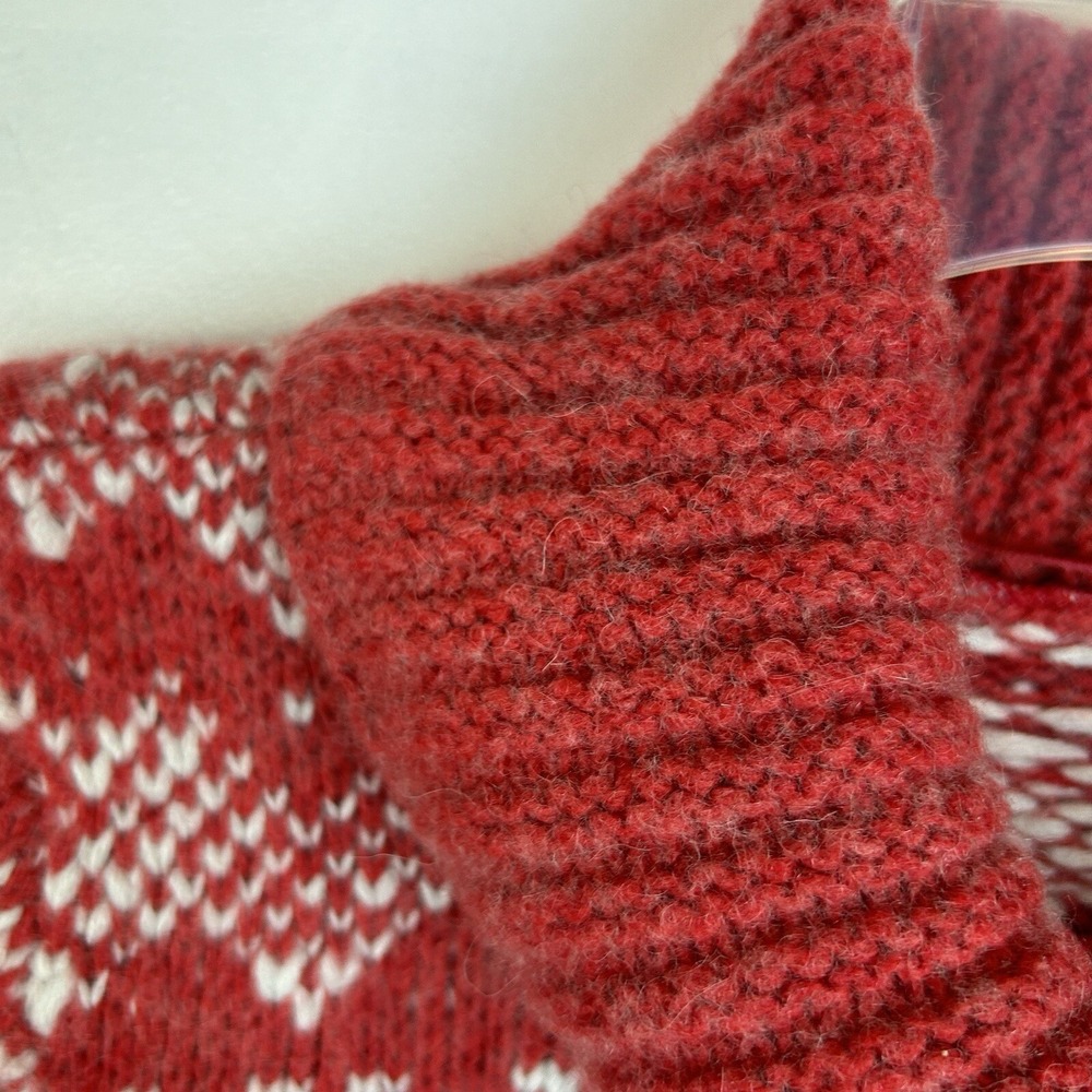 Free People Sweater Womens XS Fair Isle Cowl Neck Red Wool Blend Boho Ski Cozy - Picture 8 of 12